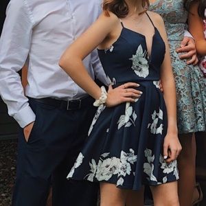 navy floral homecoming dress
